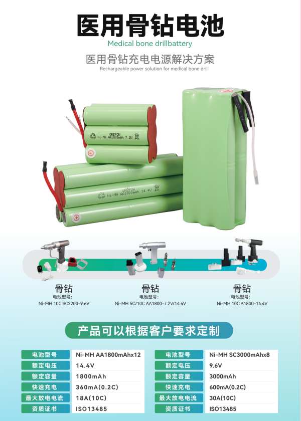 医用骨钻电池